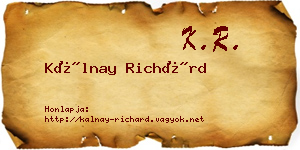 Kálnay Richárd névjegykártya